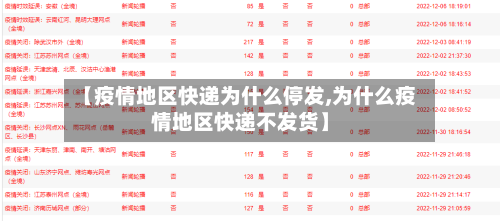 【疫情地区快递为什么停发,为什么疫情地区快递不发货】