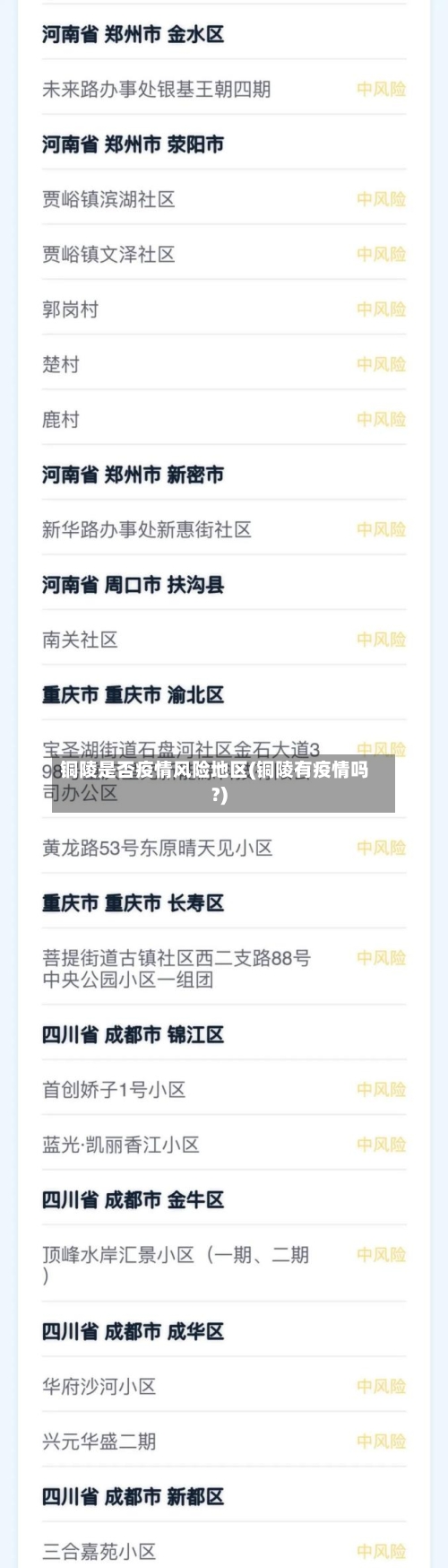 铜陵是否疫情风险地区(铜陵有疫情吗?)