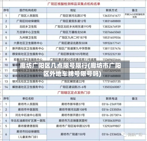 廊坊广阳区几点限号限行(廊坊市广阳区外地车牌号限号吗)
