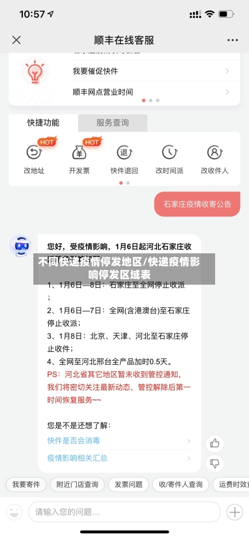 不同快递疫情停发地区/快递疫情影响停发区域表
