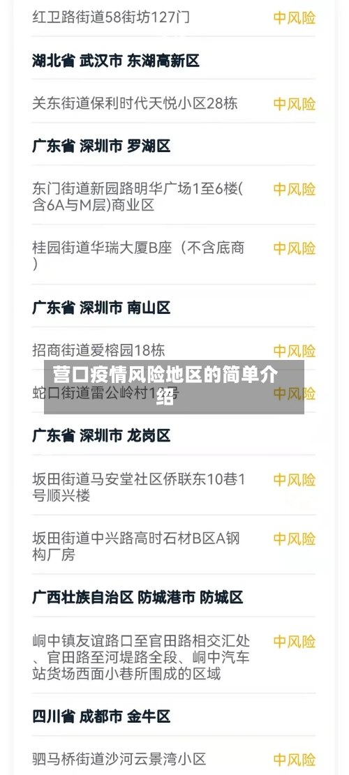 营口疫情风险地区的简单介绍