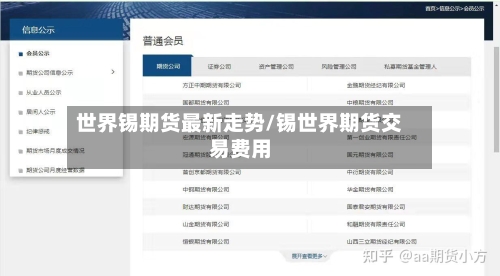世界锡期货最新走势/锡世界期货交易费用