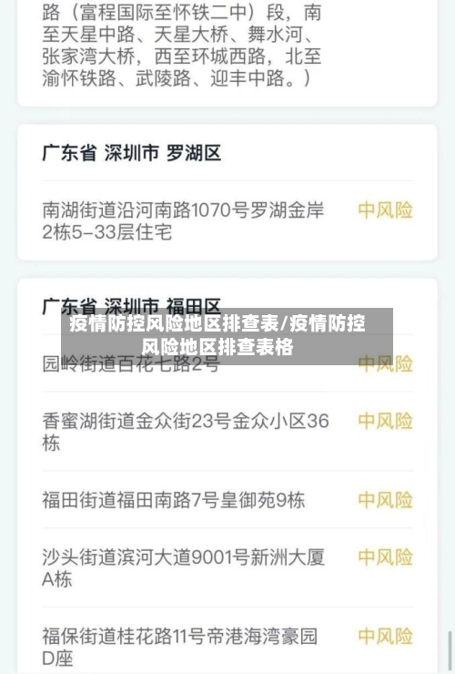 疫情防控风险地区排查表/疫情防控风险地区排查表格