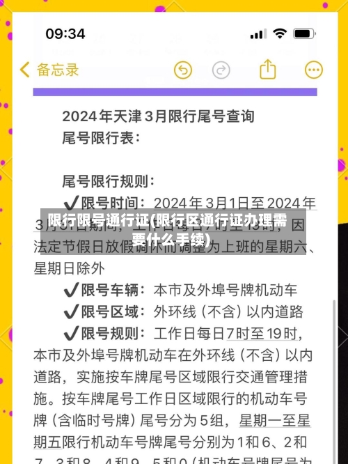 限行限号通行证(限行区通行证办理需要什么手续)