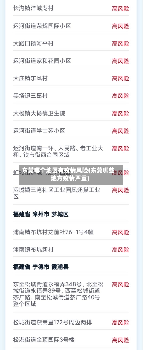 东莞哪个地区有疫情风险(东莞哪些地方疫情严重)