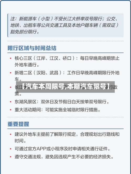 【汽车本周限号,本期汽车限号】