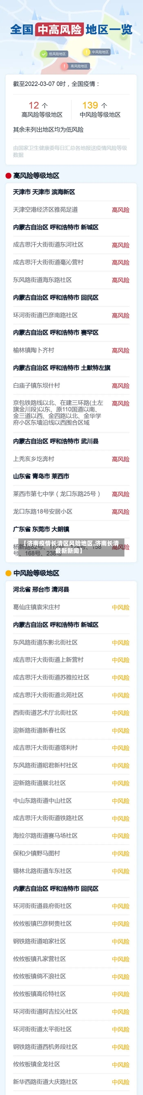 【济南疫情长清区风险地区,济南长清最新新闻】